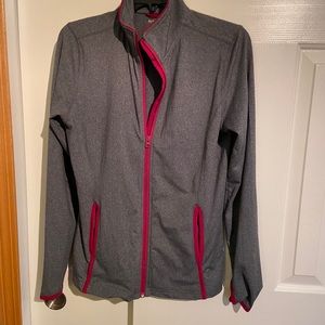 Zip up with thumb holes.